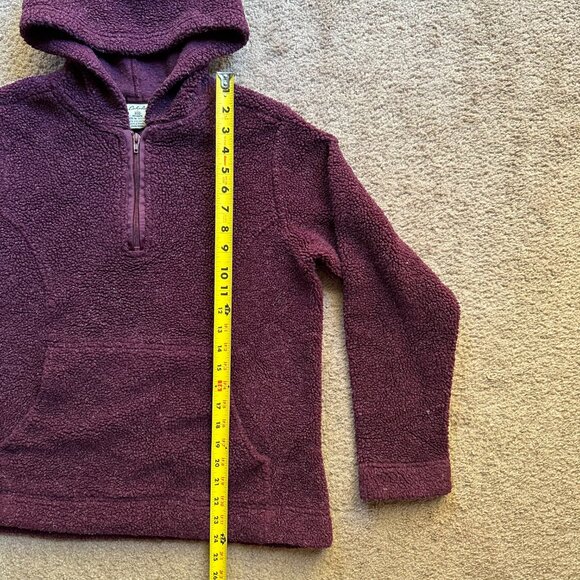 Cabelas Sweatshirt Womens Large Hoodie 1/4 Zip High Pile Maroon Red Pockets - Picture 8 of 11